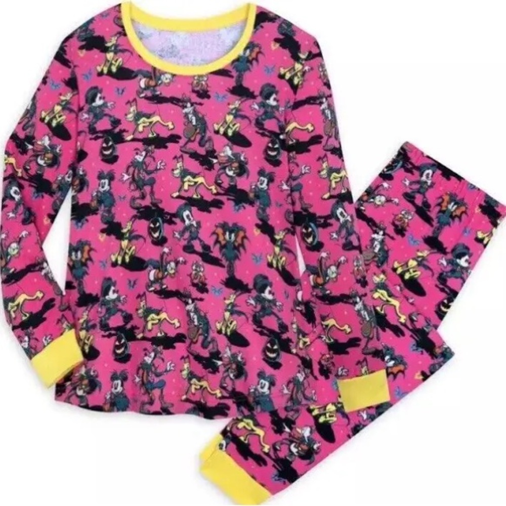 Disney Pink and Yellow Disney Parks Halloween Pajama Set